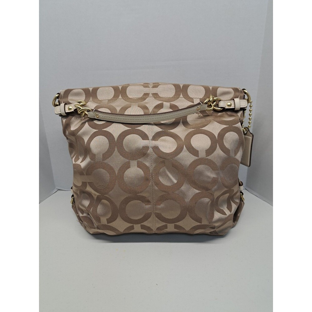 COACH 14146 Khaki and Brown Op Art Brooke Sateen Hobo Purse